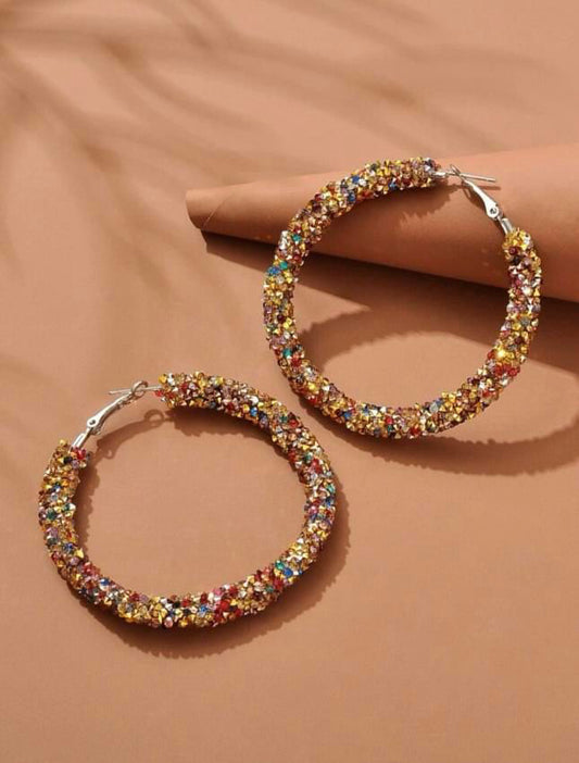 Bejeweled Coloured Hoop Earrings